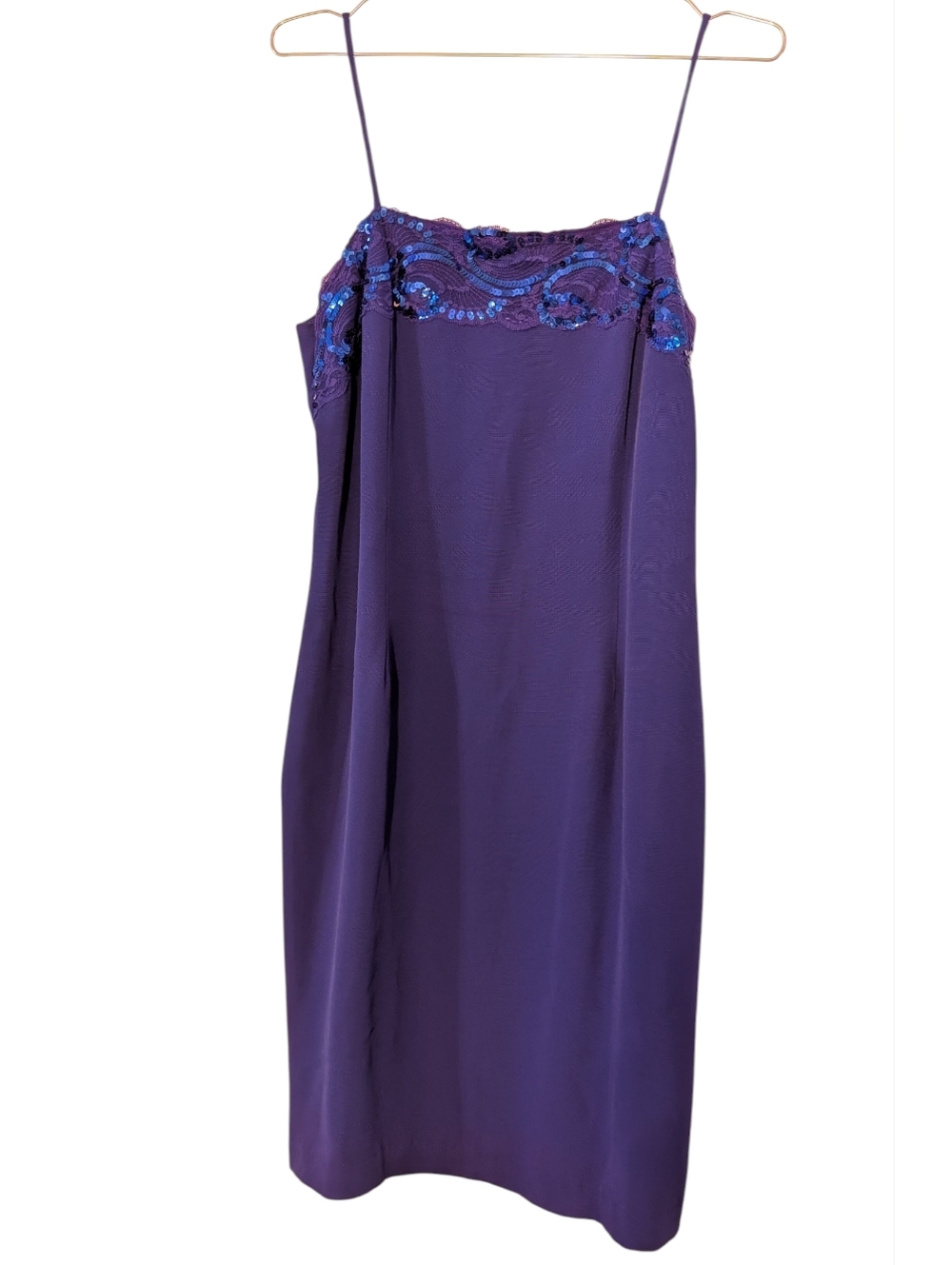 Vintage Purple Lace & Sequin Slip Dress